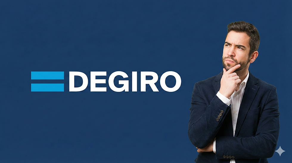 twijfelende belegger naast DEGIRO logo